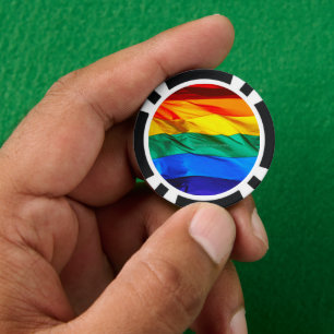 SlipperyJoe's gay pride vlag zwaaien trots kleuren Poker Chips