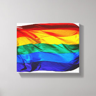 SlipperyJoe's gay pride vlag zwaaiend rood oranje  Canvas Afdruk