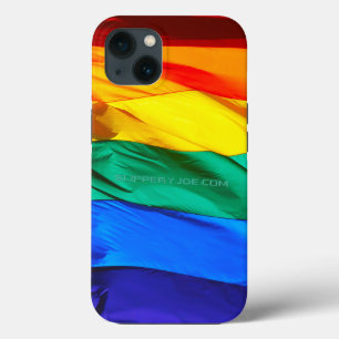 SlipperyJoe's gay pride vlag zwaaiend rood oranje  iPhone 13 Hoesje