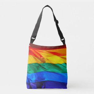 SlipperyJoe's gay pride vlag zwaaiend rood oranje  Crossbody Tas