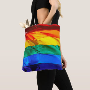 SlipperyJoe's gay pride vlag zwaaiend rood oranje  Draagtas