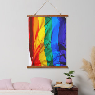 SlipperyJoe's gay pride vlag zwaaiend rood oranje Hangend Wandkleed