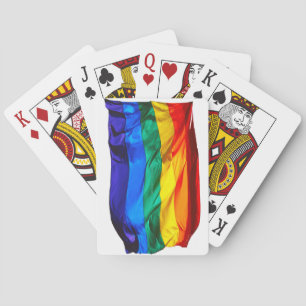 SlipperyJoe's gay pride vlag zwaaiend rood oranje Pokerkaarten