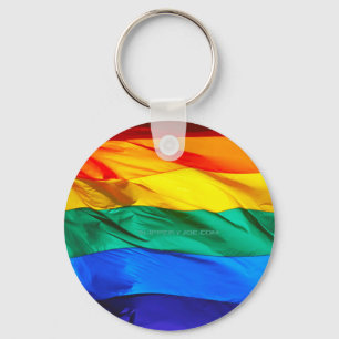 SlipperyJoe's gay pride vlag zwaaiend rood oranje Sleutelhanger