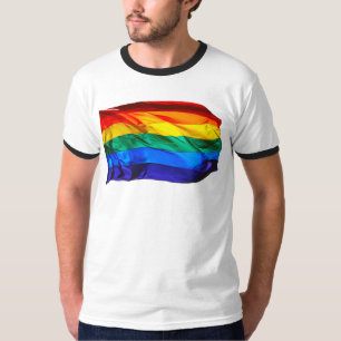 SlipperyJoe's gay pride vlag zwaaiend rood oranje  T-shirt