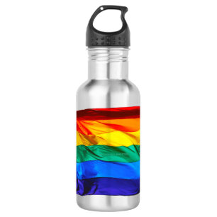 SlipperyJoe's gay pride vlag zwaaiend rood oranje Waterfles
