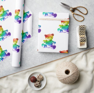 SlipperyJoe's geborsteld metalen teddybeer gladde  Cadeaupapier