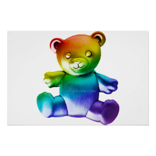 SlipperyJoe's geborsteld metalen teddybeer gladde  Perfect Poster