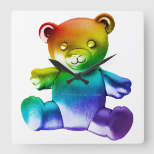 SlipperyJoe's geborsteld metalen teddybeer gladde  Vierkante Klok