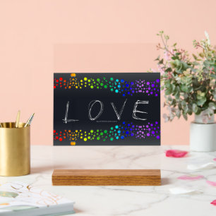 SlipperyJoe's gekrabbelde liefdeswoord regenbooggr Acryl Bord