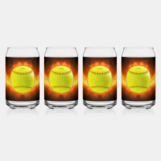 SlipperyJoe's gele softbal vuurbal vlammen rasp Blikvorm Glas (Voorkant)
