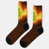 SlipperyJoe's gele softbal vuurbal vlammen rasp Sokken (Links)