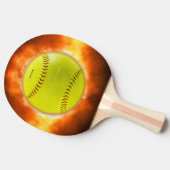 SlipperyJoe's gele softbal vuurbal vlammen rasp Tafeltennisbatje (Zijkant)