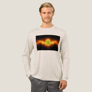 SlipperyJoe's gele softbal vuurbal vlammen rasp Tri-Blend Shirt