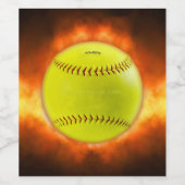 SlipperyJoe's gele softbal vuurbal vlammen rasp Wijn Etiket (Enkel label)