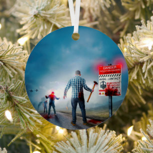 SlipperyJoe's gelukkige Halloween gloeiende ogen z Metalen Ornament