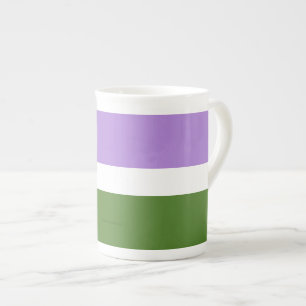 SlipperyJoe's genderqueer trotsvlag lavendelblendi Porselein Kop