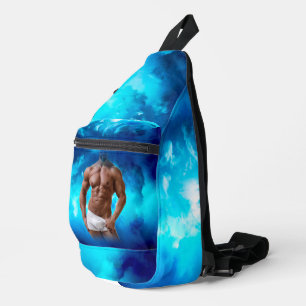 SlipperyJoe's gespierde baardman shirtloos sixpack Sling Bag