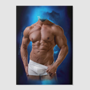 SlipperyJoe's gespierde baardman shirtloos sixpack Vellum Uitnodigingen