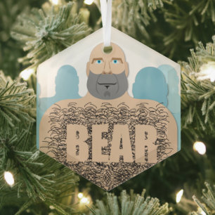 SlipperyJoe's gespierde kale beer man gestileerde  Glas Ornament