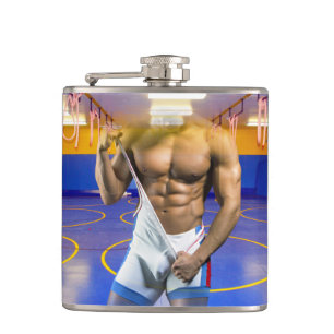 SlipperyJoe's gespierde man bult zes-pack gym trai Heupfles