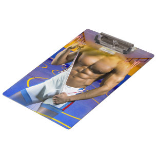 SlipperyJoe's gespierde man bult zes-pack gym trai Klembord