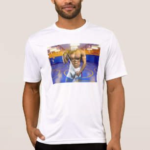 SlipperyJoe's gespierde man bult zes-pack gym trai T-shirt