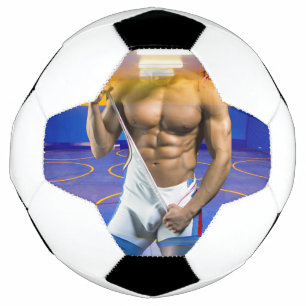 SlipperyJoe's gespierde man bult zes-pack gym trai Voetbal