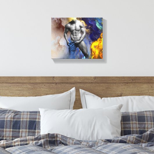 SlipperyJoe's gespierde man lichaamsbouw stomende  Canvas Afdruk (Insitu (Slaapkamer))