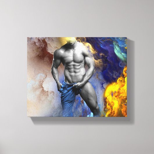 SlipperyJoe's gespierde man lichaamsbouw stomende  Canvas Afdruk (Voorkant)