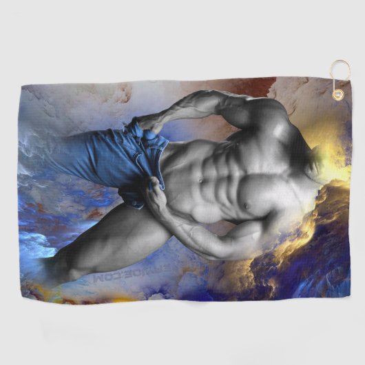 SlipperyJoe's gespierde man lichaamsbouw stomende Golfhanddoek (Horizontaal)