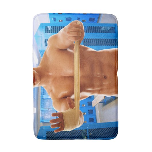 SlipperyJoe's gespierde man shirtloze borst 6-pack Badmat (Voorkant Verticaal)