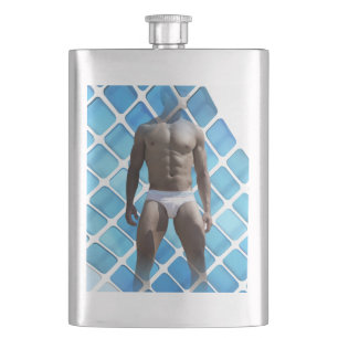 SlipperyJoe's gespierde man six-pack abs witte ond Flacon