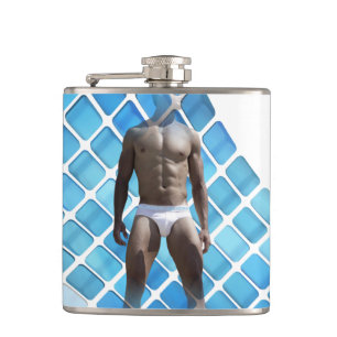 SlipperyJoe's gespierde man six-pack abs witte ond Heupfles