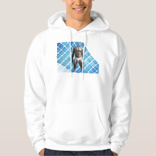 SlipperyJoe's gespierde man six-pack abs witte ond Hoodie
