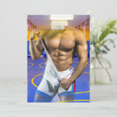 SlipperyJoe's gespierde man uitstulping six-pack s Feestdagenkaart (Staand voorkant)