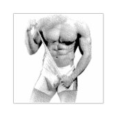 SlipperyJoe's gespierde man uitstulping six-pack s Rubberstempel (Afrduk)