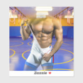 SlipperyJoe's gespierde man uitstulping six-pack s Sticker (Vel)