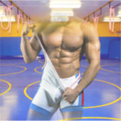 SlipperyJoe's gespierde man uitstulping six-pack s Sticker (Voorkant)