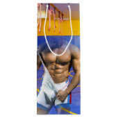 SlipperyJoe's gespierde man uitstulping six-pack s Wijn Cadeautas (Achterkant)