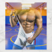 SlipperyJoe's gespierde man uitstulping six-pack s Wijn Etiket (Enkel label)