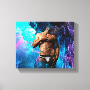 SlipperyJoe's gespierde mannenondergoed bult kosmi Canvas Afdruk