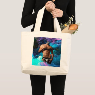 SlipperyJoe's gespierde mannenondergoed bult kosmi Grote Tote Bag
