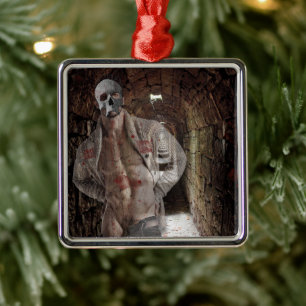 SlipperyJoe's gespierde spooksteen zwak verlichte Metalen Ornament