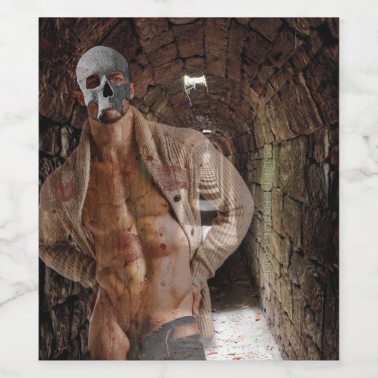 SlipperyJoe's gespierde spooksteen zwak verlichte Wijn Etiket (Enkel label)