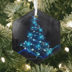 SlipperyJoe's gestileerde gloeiende kerstboom brig Glas Ornament