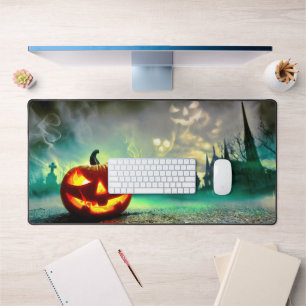 SlipperyJoe's gloeiende jack‑o'-lantern Halloween Bureaumat