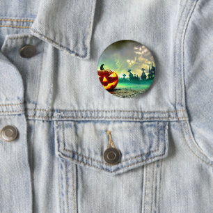 SlipperyJoe's gloeiende jack‑o'-lantern Halloween Ronde Button 5,7 Cm