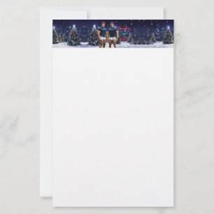 SlipperyJoe's gloeiende kerstbomen twee gespierde Briefpapier