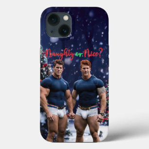 SlipperyJoe's gloeiende kerstbomen twee gespierde iPhone 13 Hoesje